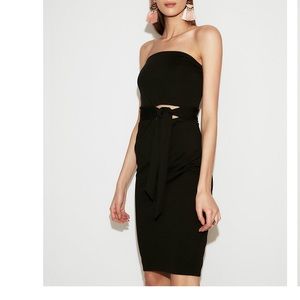 NWT Express Black Strapless Sheath Black Dress